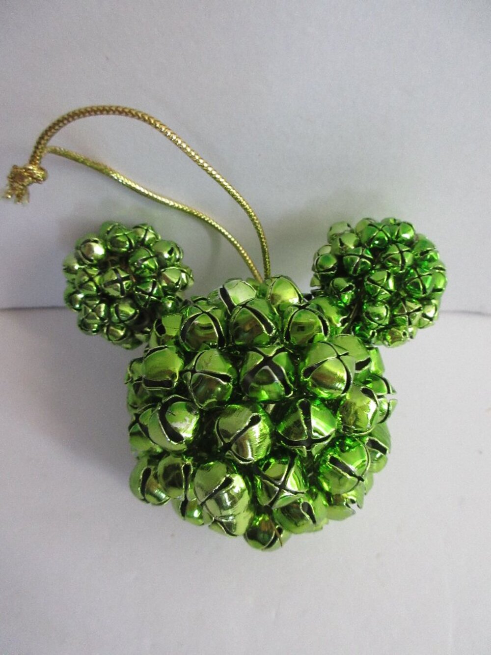 Disney Parks Mickey Mouse Ears Green Jingle Bells Chirstmas Ornament